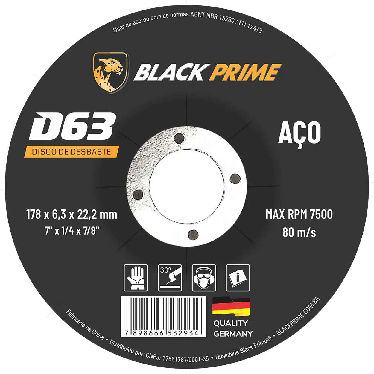 Disco de Desbaste D63 Black Prime 178 X 6,3 X 22,2