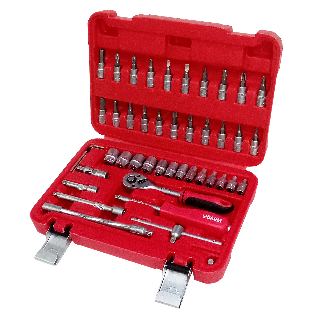 Juego de Soquetes y Puntas con Catraca 1/4" Baum – 46 piezas